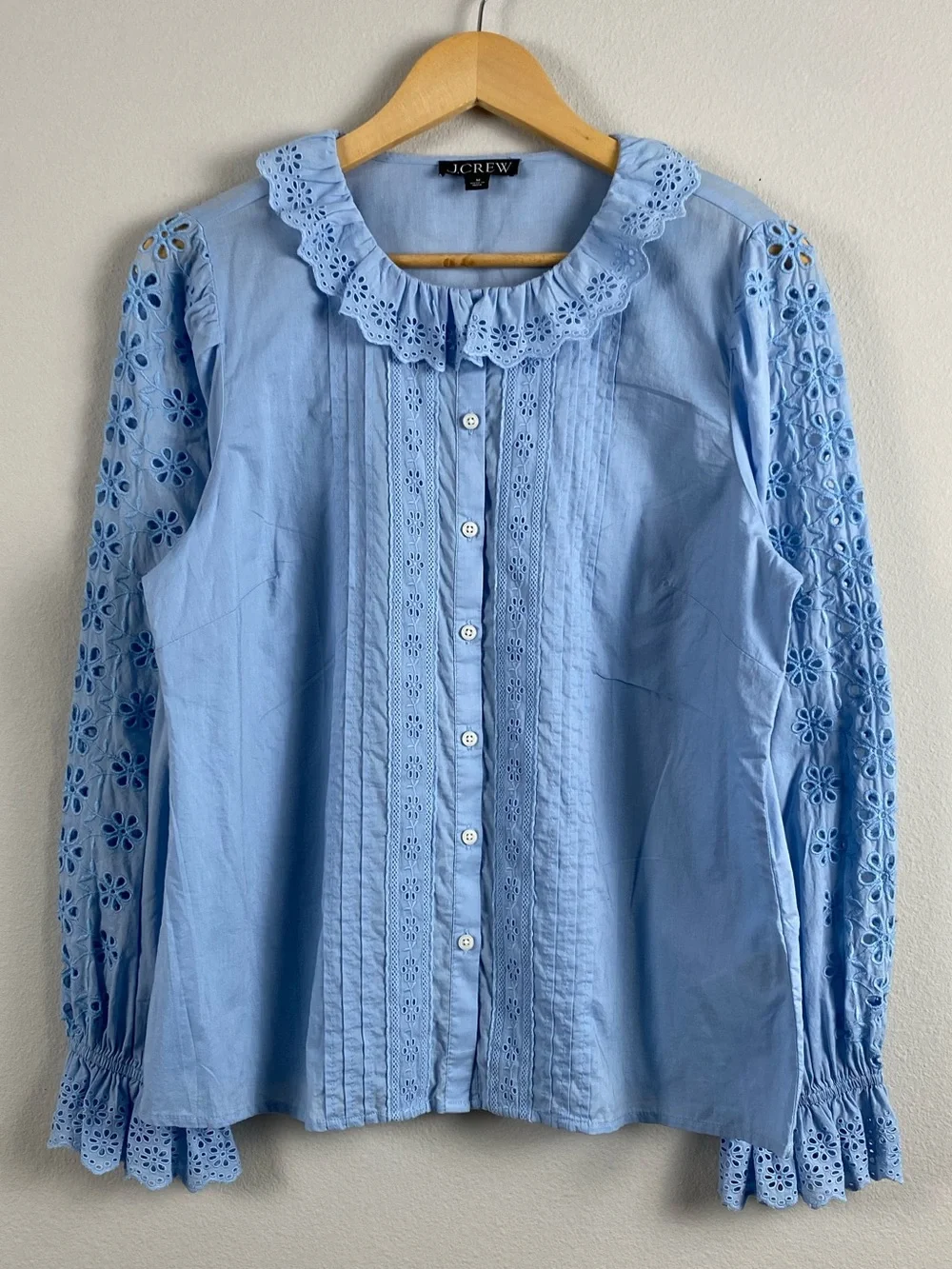 J. Crew Eyelet Trim Long Sleeve Button Up Shirt | Frozen Lake